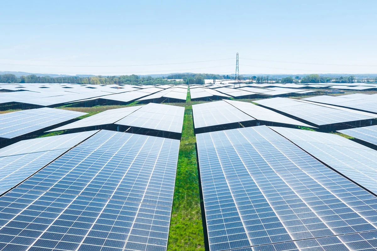 Solar panels in a field